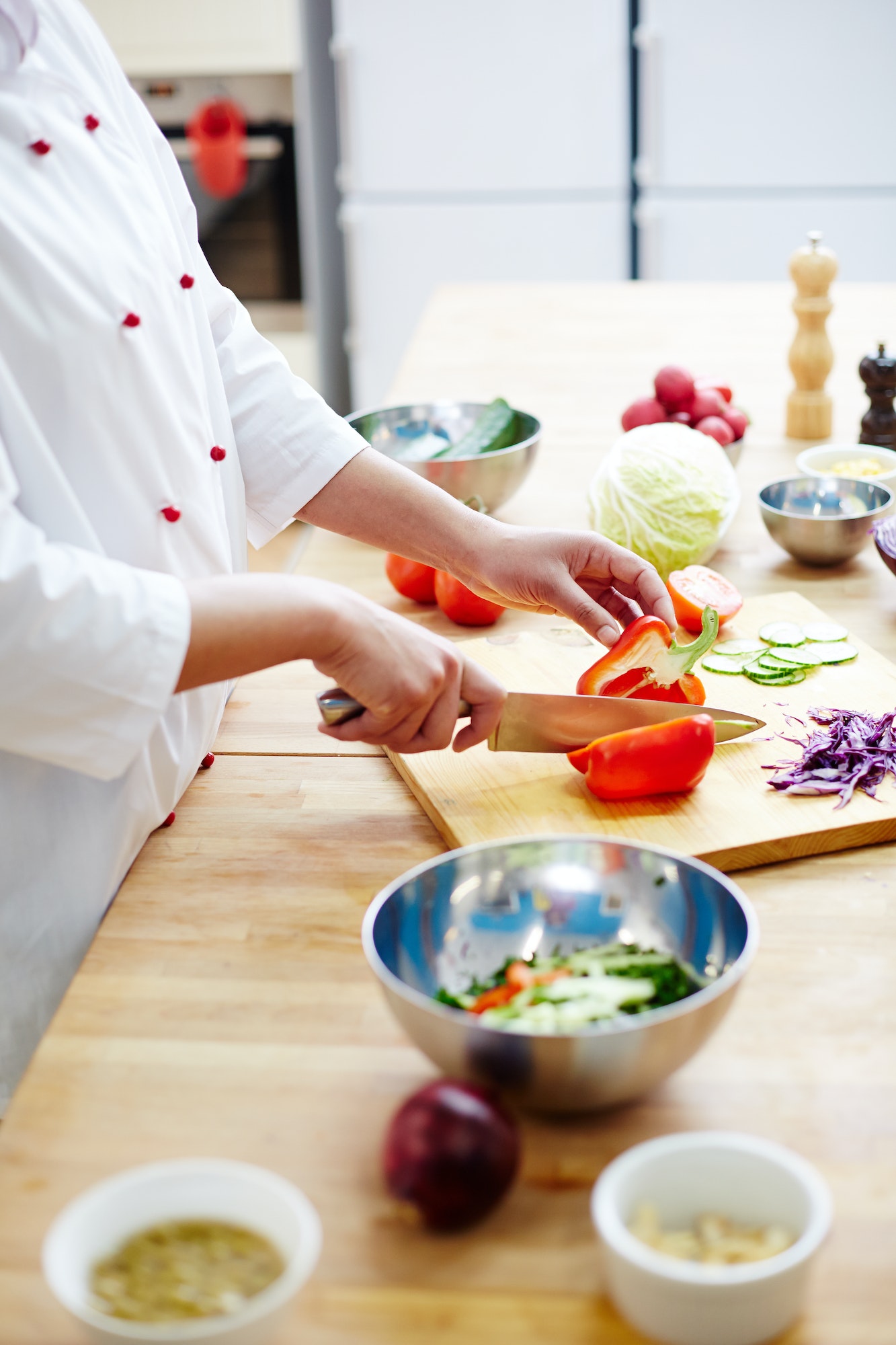 chef cooking salad